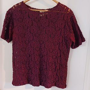 Victoria's Secret Women's Lace Top Large, Burgundy Red